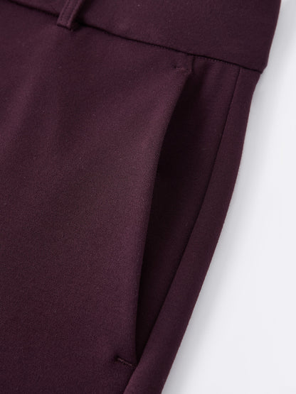 Stretch Ponte High Rise Straight Leg Pintuck Trousers