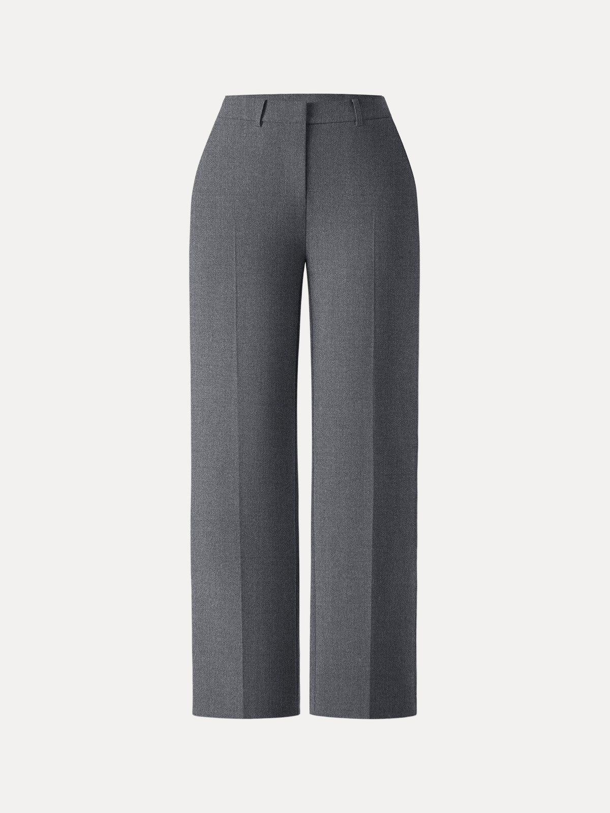 Mid Rise Straight Leg Creased Trousers with Pockets