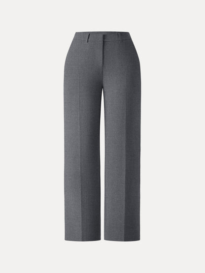Mid Rise Straight Leg Creased Trousers with Pockets