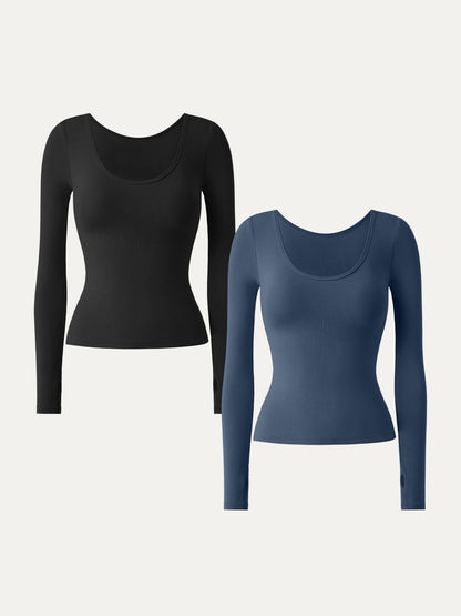 Essential Lyocell Cashmere Multi-Wear Long Sleeve Top with Thumbholes