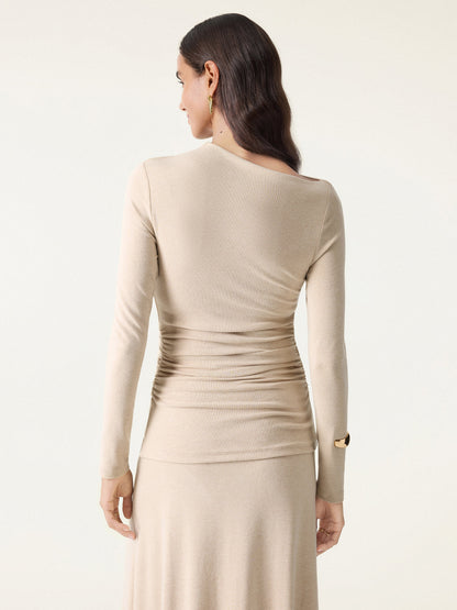Light Warm Slanted Mockneck Ruched Brami