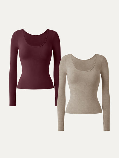 Essential Lyocell Cashmere Multi-Wear Long Sleeve Top with Thumbholes