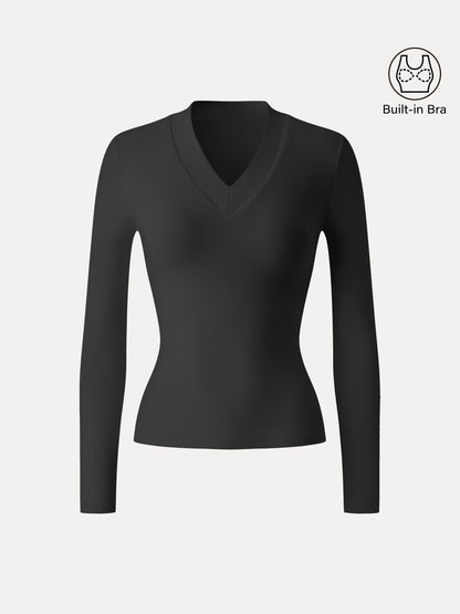 Essential V-neck Wide Binding Slimming Brami Top