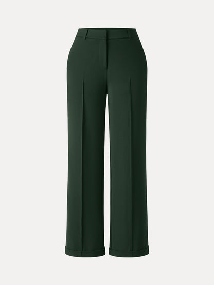 Stretch Ponte High Rise Straight Leg Pintuck Trousers