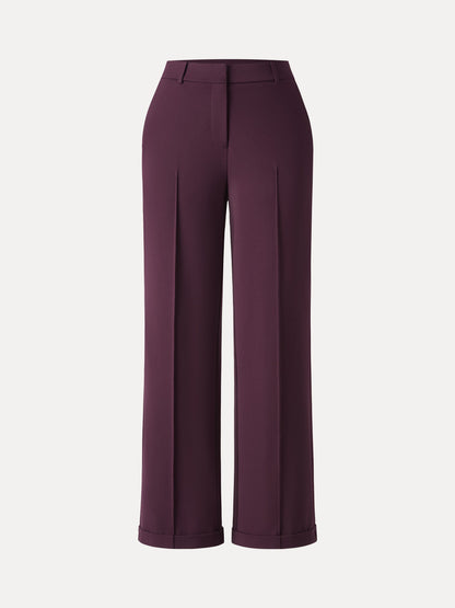 Stretch Ponte High Rise Straight Leg Pintuck Trousers
