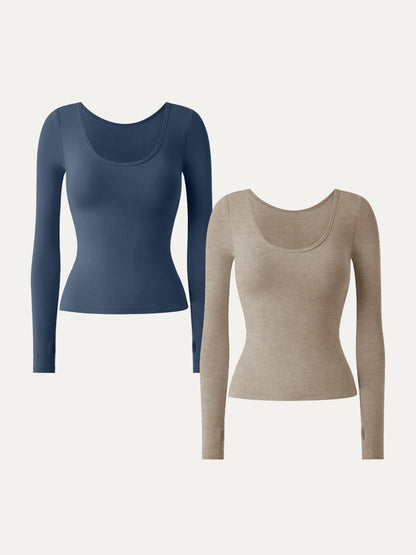 Essential Lyocell Cashmere Multi-Wear Long Sleeve Top with Thumbholes