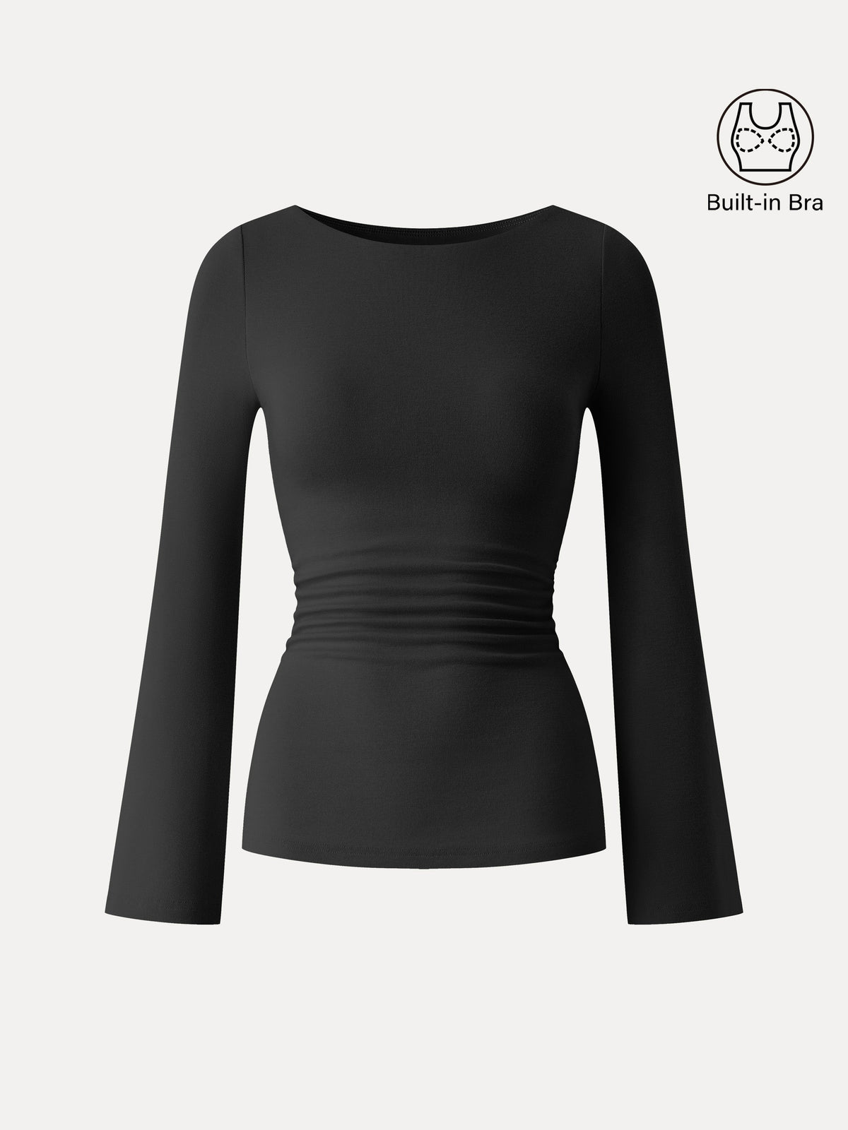 Boatneck Bell Sleeves Ruched Brami Top