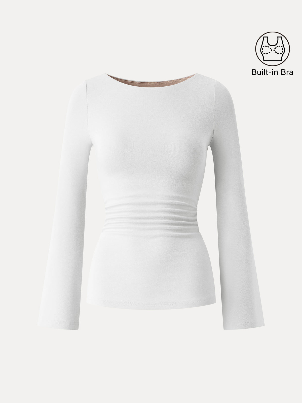 Boatneck Bell Sleeves Ruched Brami Top