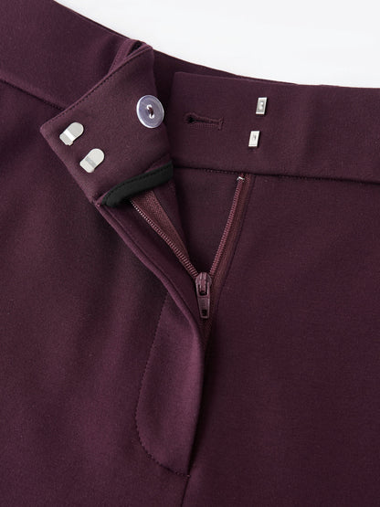 Stretch Ponte High Rise Straight Leg Pintuck Trousers