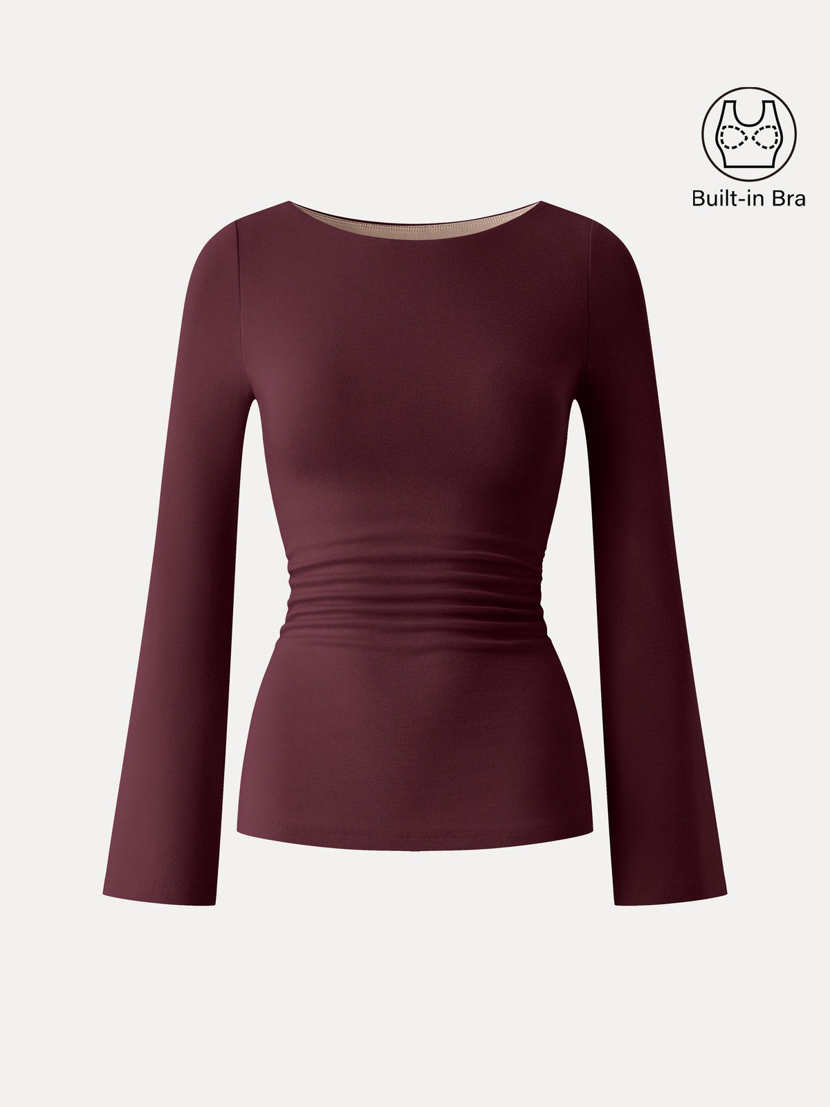 Boatneck Bell Sleeves Ruched Brami Top