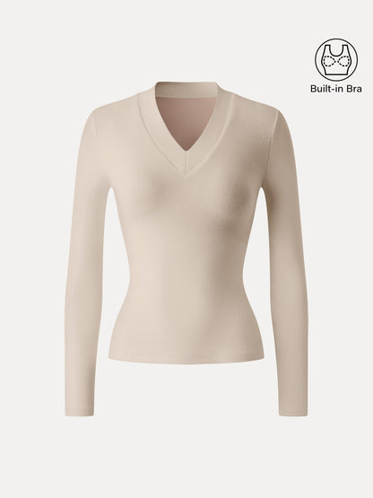 Essential V-neck Wide Binding Slimming Brami Top