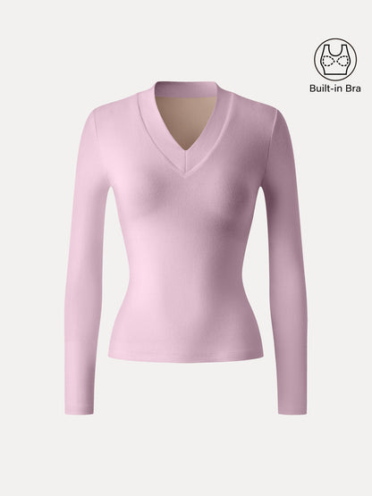 Essential V-neck Wide Binding Slimming Brami Top