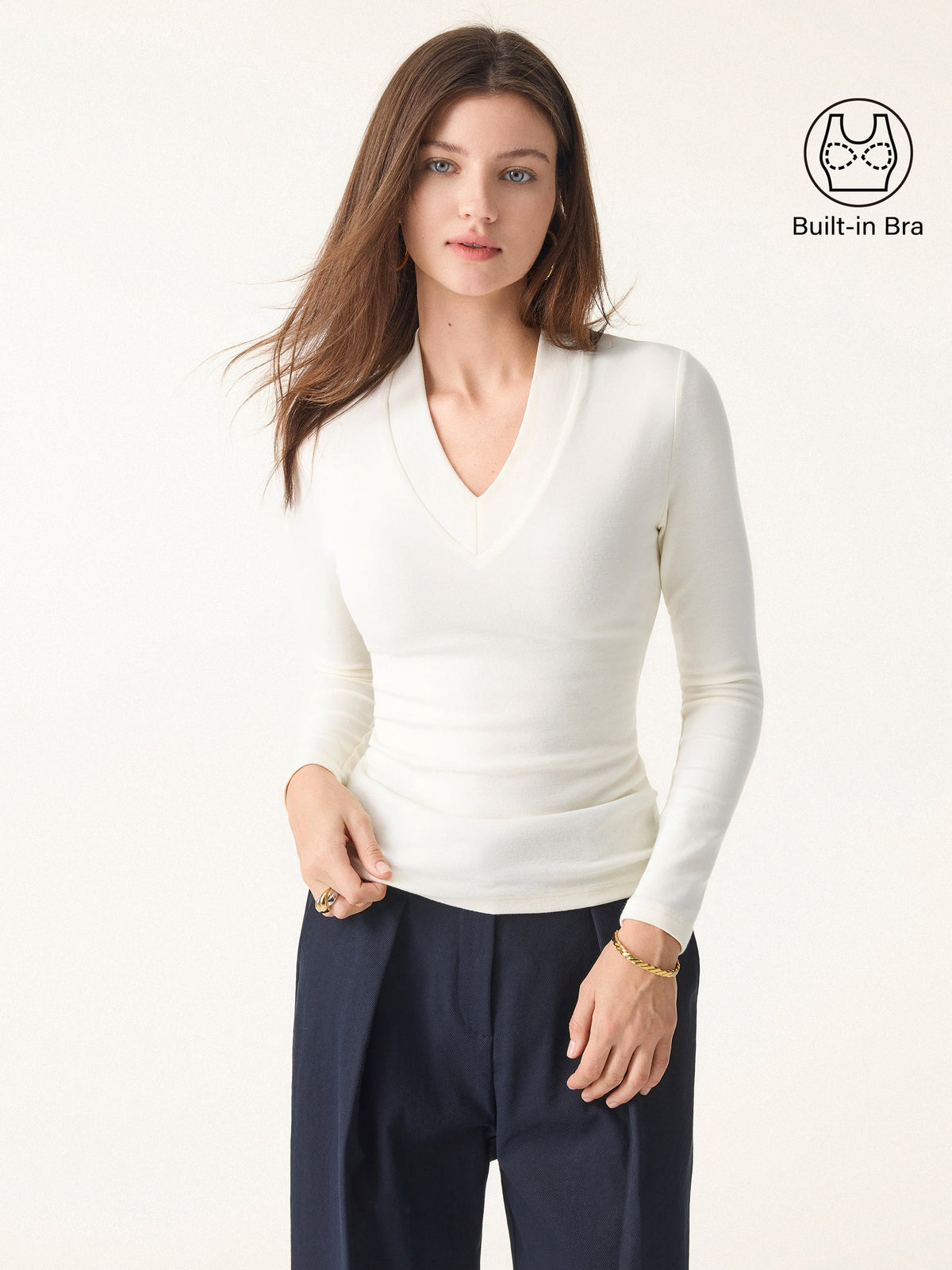Essential V-neck Wide Binding Slimming Brami Top