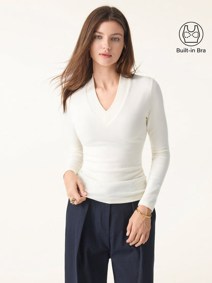 Essential V-neck Wide Binding Slimming Brami Top