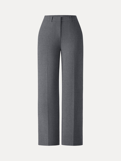 Mid Rise Straight Leg Creased Trousers with Pockets