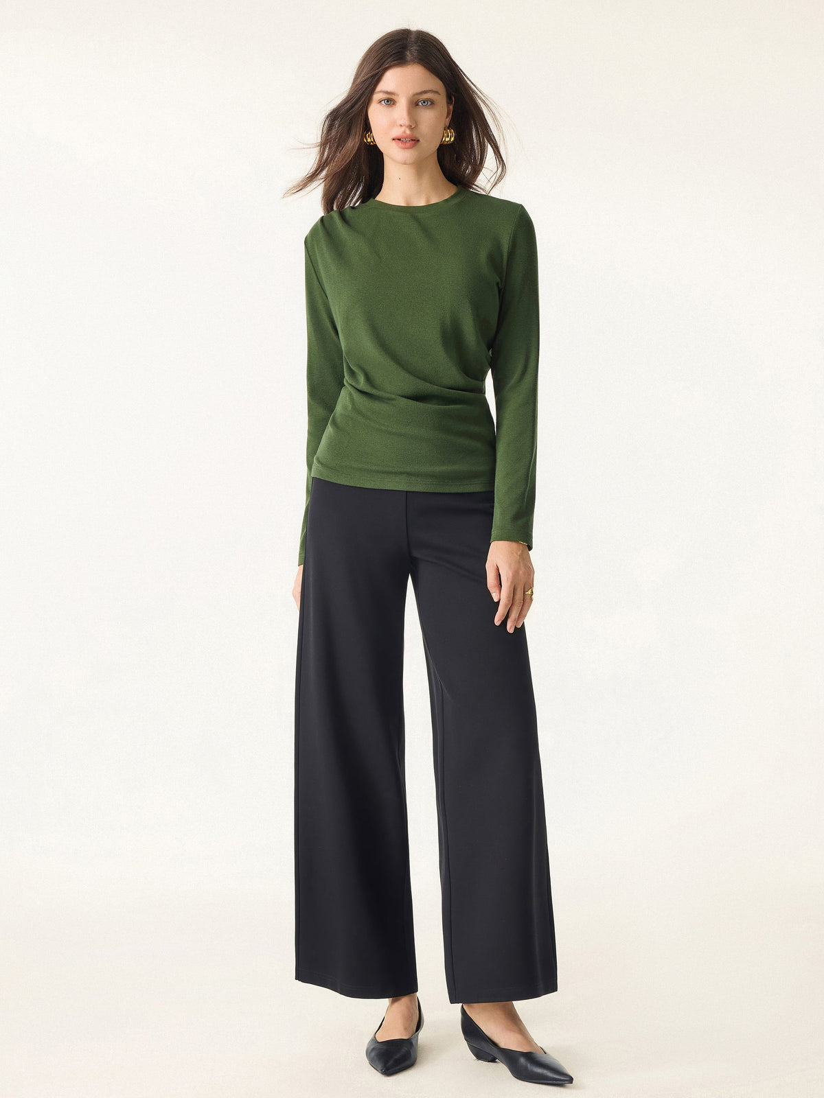 Light Warm Crewneck Tucked Top