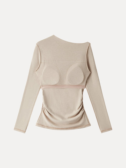 Light Warm Slanted Mockneck Ruched Brami