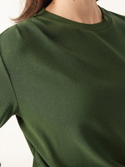 Light Warm Crewneck Tucked Top