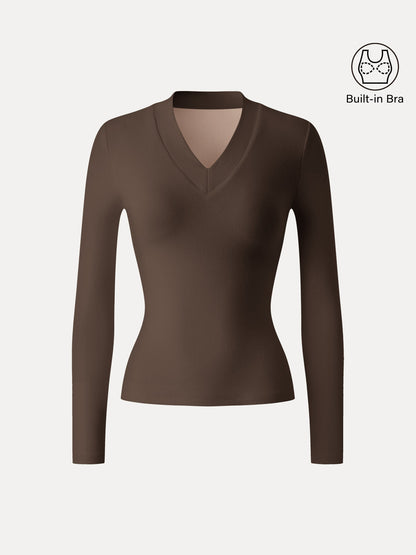 Essential V-neck Wide Binding Slimming Brami Top