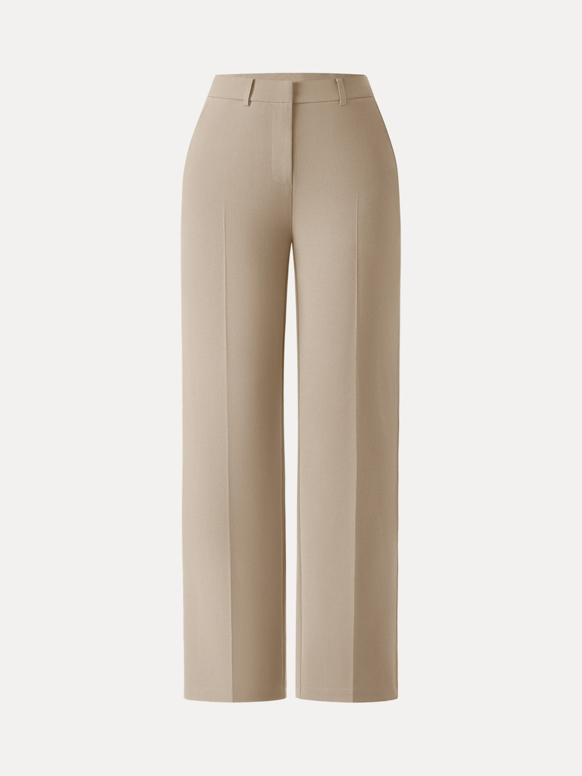 Mid Rise Straight Leg Creased Trousers with Pockets