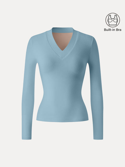 Essential V-neck Wide Binding Slimming Brami Top