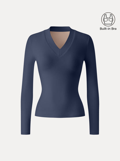 Essential V-neck Wide Binding Slimming Brami Top
