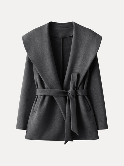 Belted Shawl Collar Robe Jacket with Pockets