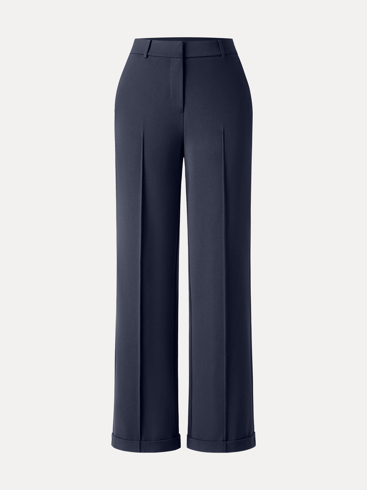 Stretch Ponte High Rise Straight Leg Pintuck Trousers