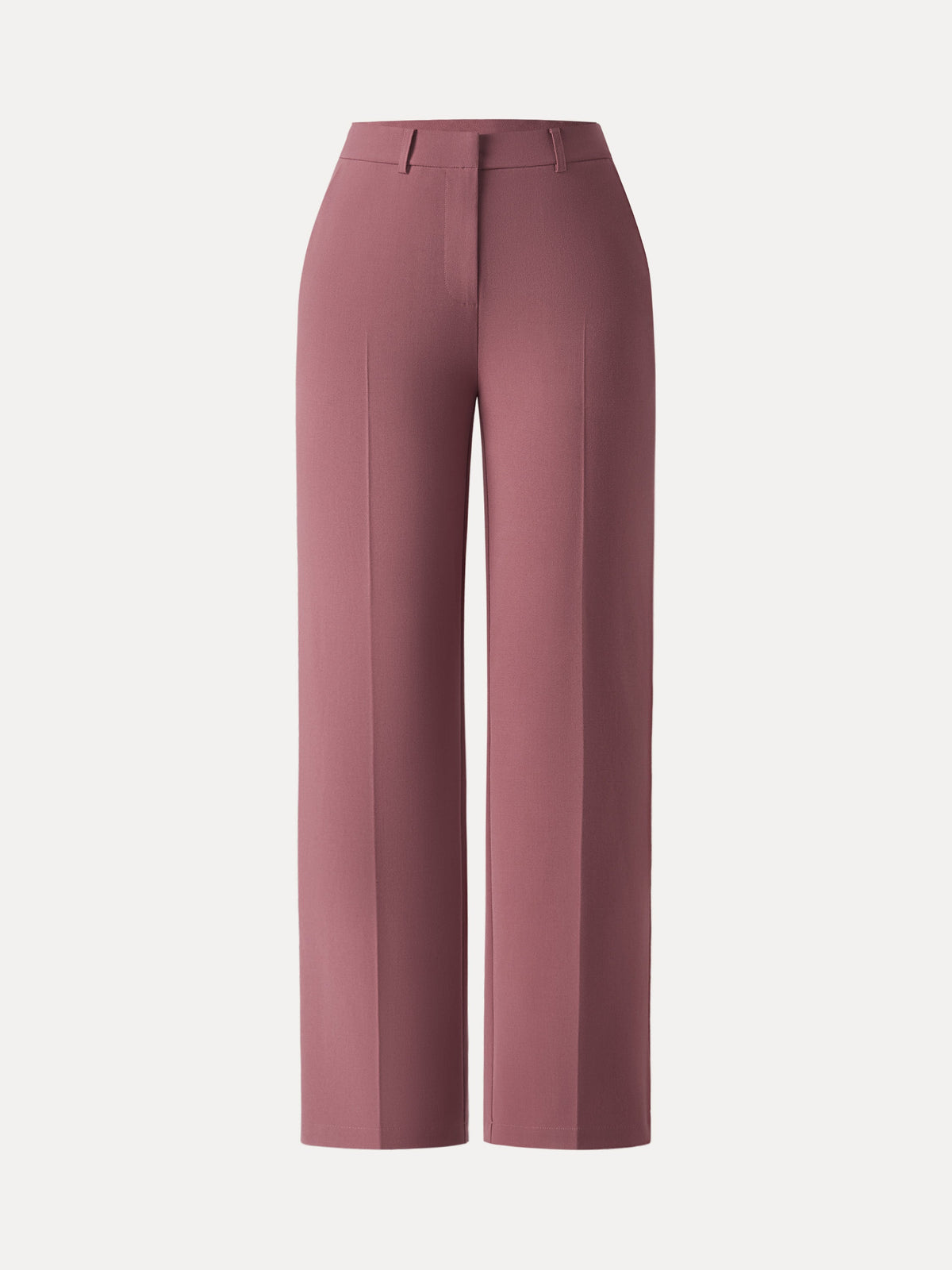 Mid Rise Straight Leg Creased Trousers with Pockets