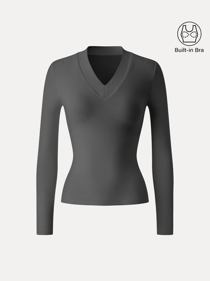 Essential V-neck Wide Binding Slimming Brami Top