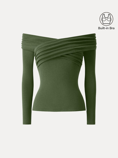 Light Warm Criss Cross Off-Shoulder Brami Top