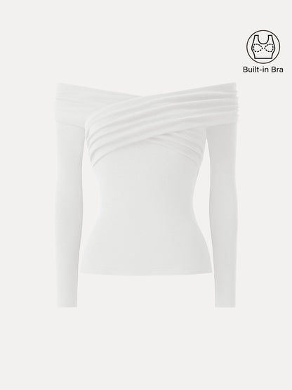 Light Warm Criss Cross Off-Shoulder Brami Top