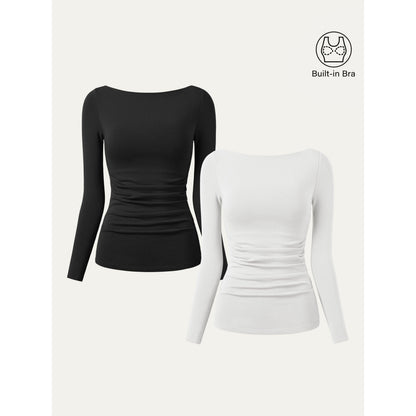 2Pcs Set Boatneck Tucks Brami Top